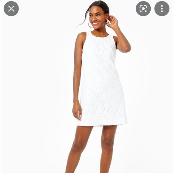 Lilly Pulitzer Marquette Shift Dress in Resort White Wildflower S - Picture 11 of 12